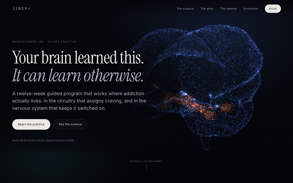 3D interactive scroll website: a WebGL brain in Three.js