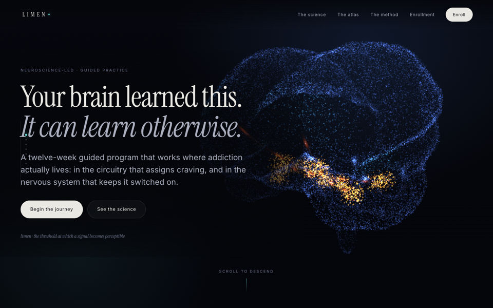 3D interactive scroll website: a WebGL brain in Three.js